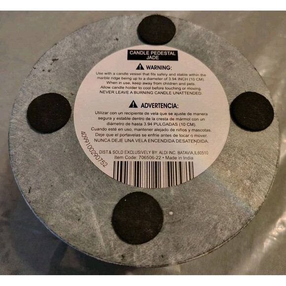 Candle Pedestal Solid Jade Holder Green 3.94" EC - Picture 6 of 6